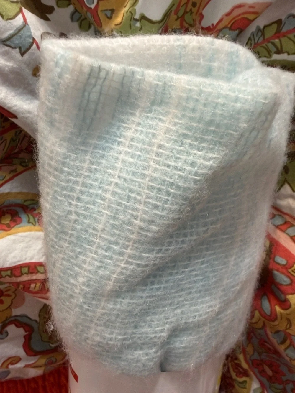 Cozy Throw Blanket in Light Blue and Gray - Soft Woven Blanket Throw